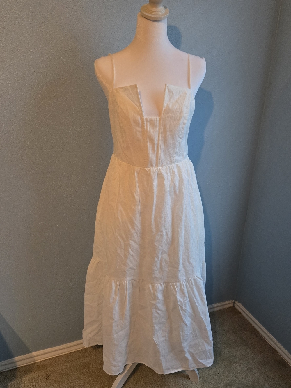 Lulu's Cotton White Square Neck Midi Dress - Picture 2 of 3